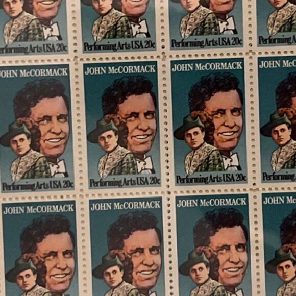 MNH 1984 John McCormack Performing Arts Sheet of 50 20c Stamps Scott #2090 - Picture 1 of 2